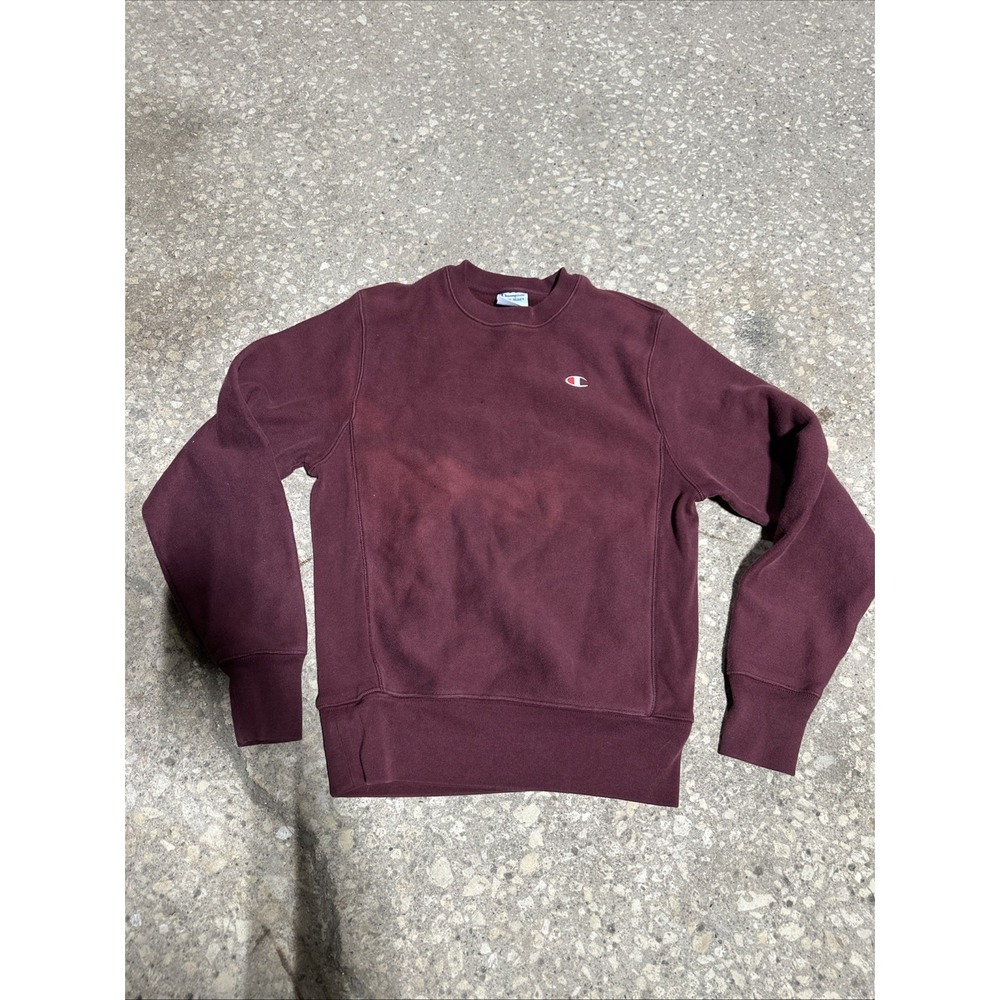 Burgundy Red Slim Reverse Weave Champion CREWNECK Mens Small
